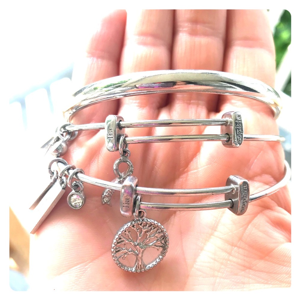 Set of 3 silver toned bracelets. Lia Sophia